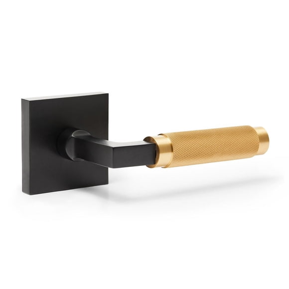 Explore Hardware Geneva Model Solid Brass Lever Surface Mounted Non-Turning Single Dummy Single Side Door handle, Matte Black, and satin brass gold
