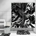 thumbnail image 6 of Bathroom Sets 4 Pieces Shower Curtain 71x71 Inches with Non-Slip Absorbent Rugs Toilet Cover U Mat Marble Pattern 12 Hooks Black, 6 of 6