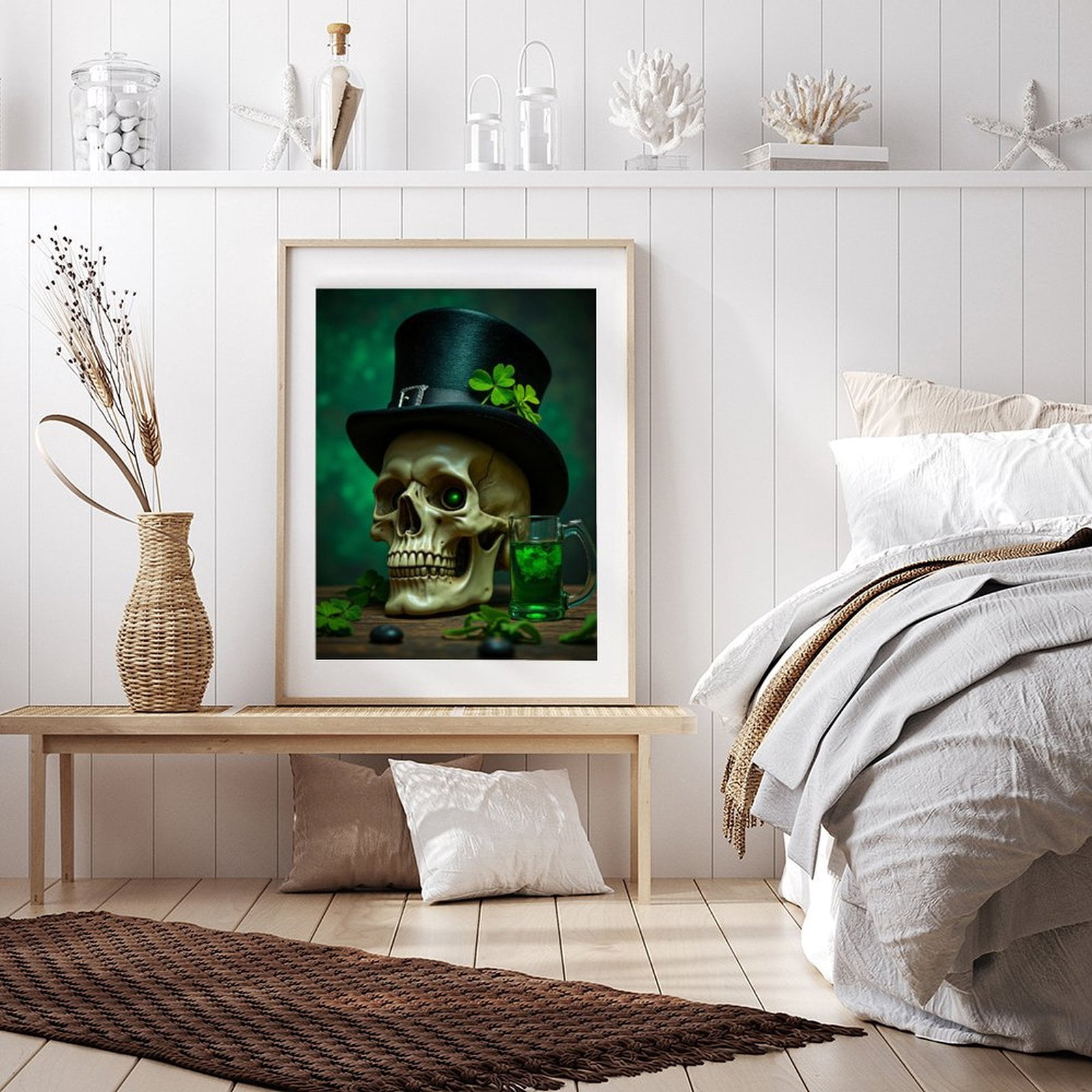 Diamond Art Kits for Adults - 5d Skull Top Hat Drink Green Diamond Painting for Adults, Diamond Art for Adults Beginners, Diamond Painting Kits for Adults for Home Wall Decor