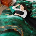 thumbnail image 4 of Feelyou Adult Modern Marble Bedding Comforter Set 7pcs, Abstract Ombre Green King Bedding Sets, Fashion Marbling Stripes Reversible Bed Sheets, Ultra Soft Bedroom Decor, 4 of 7