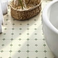 thumbnail image 6 of 10Pcs Vintage Green Floral Peel and Stick Floor Tiles， 12x12in Covers 10 Sq. Ft. SelfAdhesive DIY Vinyl Flooring， Removable Waterproof Sticker for Bathroom， Kitchen， Living Room， Staircase, 6 of 8