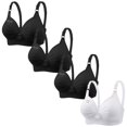 thumbnail image 1 of LOVZFMLL Bras for Women 4PC Woman's Printing Gathered Together Large Size Daily Bra Underwear No Rims Black L, 1 of 5