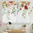 thumbnail image 2 of Farmhouse Watercolor Flower Kitchen Curtains, Rustic Wooden Colorful Floral for Bathroom Dining Room Window Curtains Small Short Boho Wildflower Cafe Window Treatment Tiers Drapes 27.5x39 Inch, 2 of 4