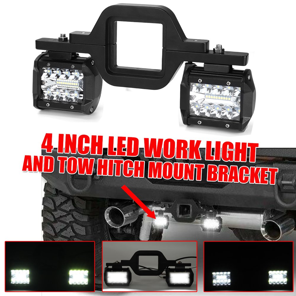 Trailer Tow Hitch Mount Bracket + 4'' LED Spot Flood Offroad Work