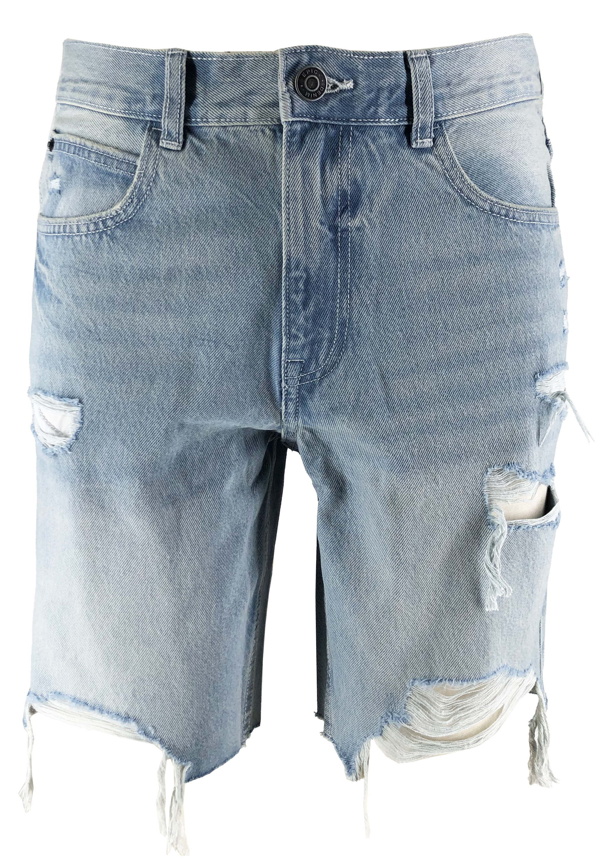 Ripped Cutoff Denim Shorts, Waist Sizes 