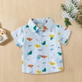 thumbnail image 2 of Generic Little & Big Boys Short Sleeve Button Down Shirt Cartoon Dinosaur Pattern With Pockets For 2 To 8 Years Old, 2 of 8