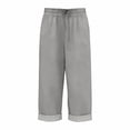thumbnail image 4 of XEGLSBU Girls High Waist Striped Culottes Casual Summer Pants with Pockets Comfortable Straight Leg Trousers for Kids (Light Gray Size 9-10 Years), 4 of 4