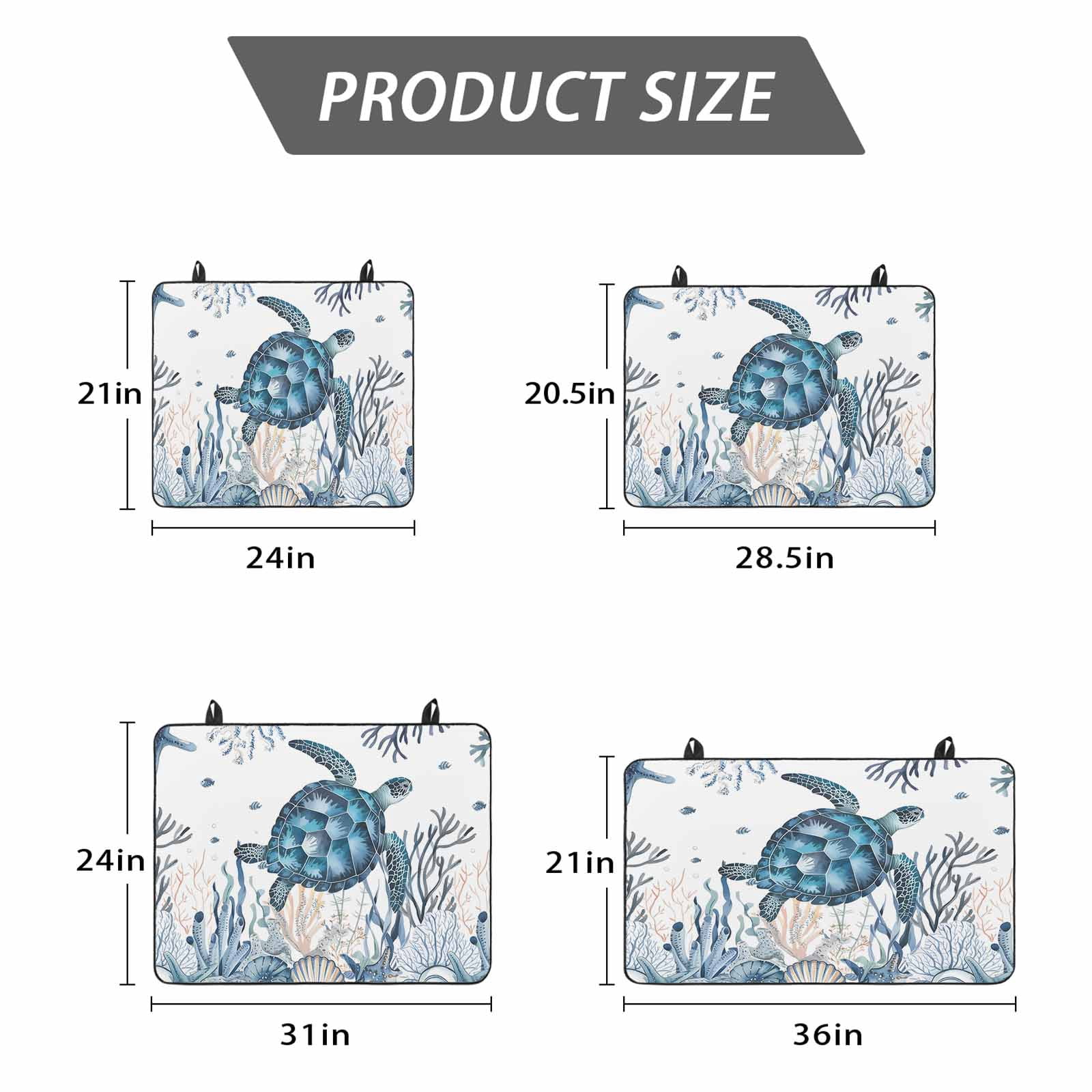 Coastal Sea Turtle Stove Top Cover for Electric Stove, Heat-proof & Non Slip Glass Top Stove Cover Protector, Ocean Beach Summer Coral Starfish Kitchen Flat Cooktop Rubber Mat 28.5x20.5 Inches
