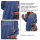 thumbnail image 3 of Top de manga larga abombada para mujer, suave, transpirable, suelto, informal, manga abombada, cuello redondo, Top de manga larga para otoño invierno, azul real M, 3 of 5