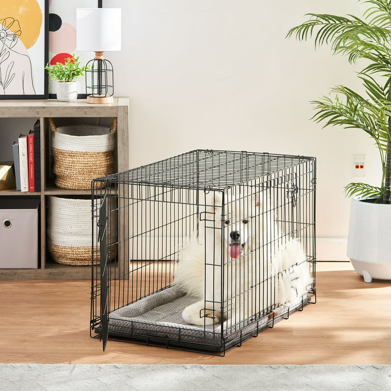 Vibrant Life Double Door Metal Wire Dog Crate with Leak-Proof Pan and  Divider，42 inch 