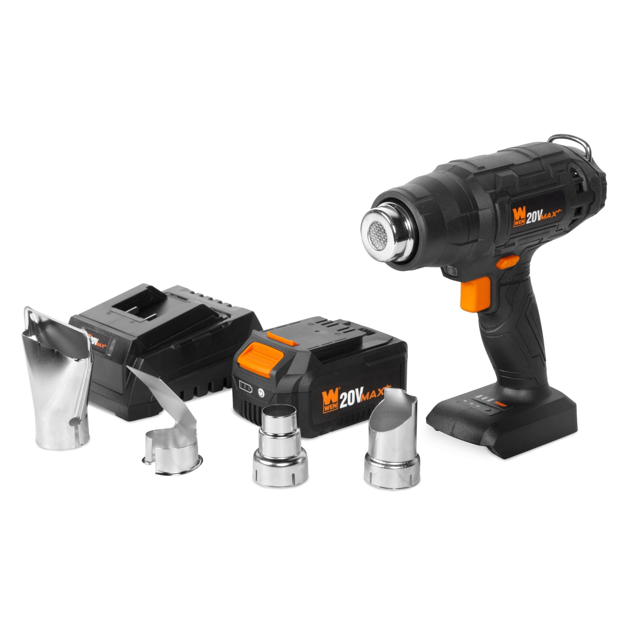 WEN 20V Max Cordless Compact Dual-Temperature Heat Gun with 4Ah Li-Ion Battery and Charger (20955)