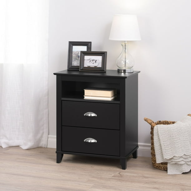 Prepac Yaletown 2Drawer Tall Nightstand, Black