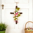 thumbnail image 5 of Easter Cross Wreath – Spring Floral Cross-Shaped Door Decoration with Greenery and Flowers, Religious Wall Hanging for Home, Church or Memorial Display, 5 of 5