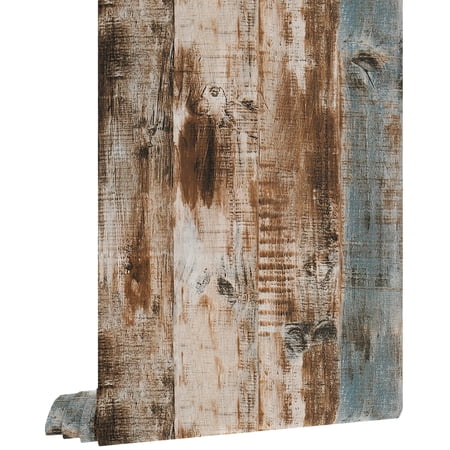Livelynine 17.7x276 Inch Blue Distressed Wood Wall Paper Back Splashes for Kitchens Peel and Stick Wallpaper Wood Vinyl Adhesive Paper Removable Dorm Farmhouse Bedroom Living Room Decor