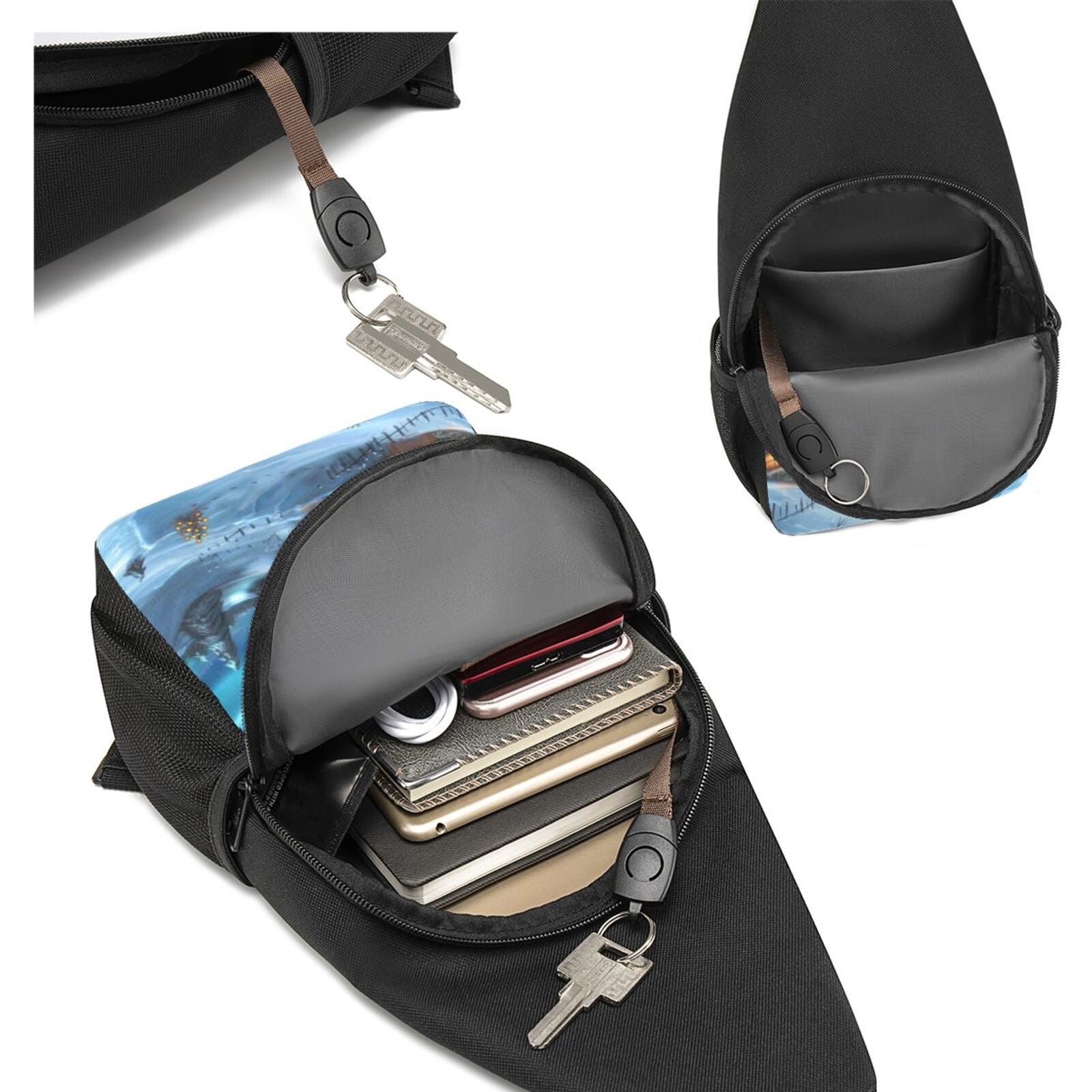 Xecao's Mountain Cottage In Snow Print Sling Bag: A Versatile Chest, Shoulder, and Crossbody Backpack for Casual Days Out, Perfect for Both Men and Women