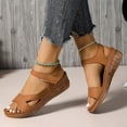 thumbnail image 3 of Orthopedic Sandals for Women Open Toe Cutout Slingback Platform Wedges with Arch Support Casual Summer Walking Beach Shoes Brown Size 7, 3 of 8
