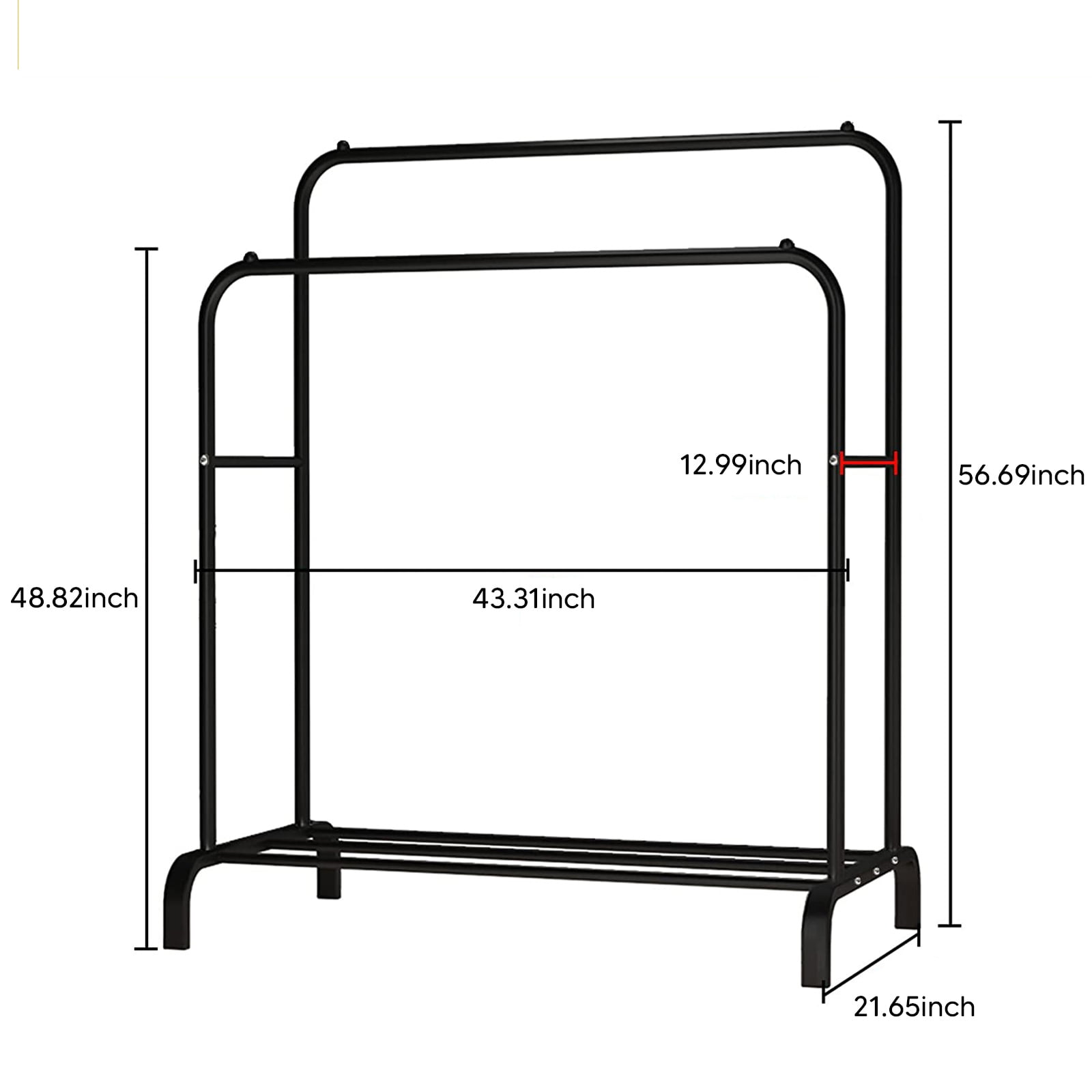 Homemart Clothes Rack without Wheels Double Garment Rack Rolling Rack for Indoor Bedroom Portable Closet 2-Pole Iron Clothes Hanger Rack Modern Garment Hanger Stand for Home