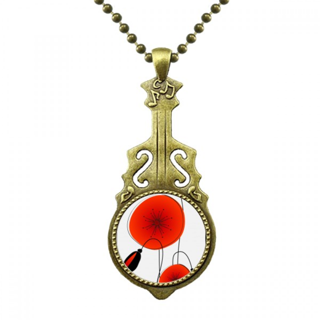 Collar de guitarra Unbranded con colgante de Flores Pintura arte círculo rojo