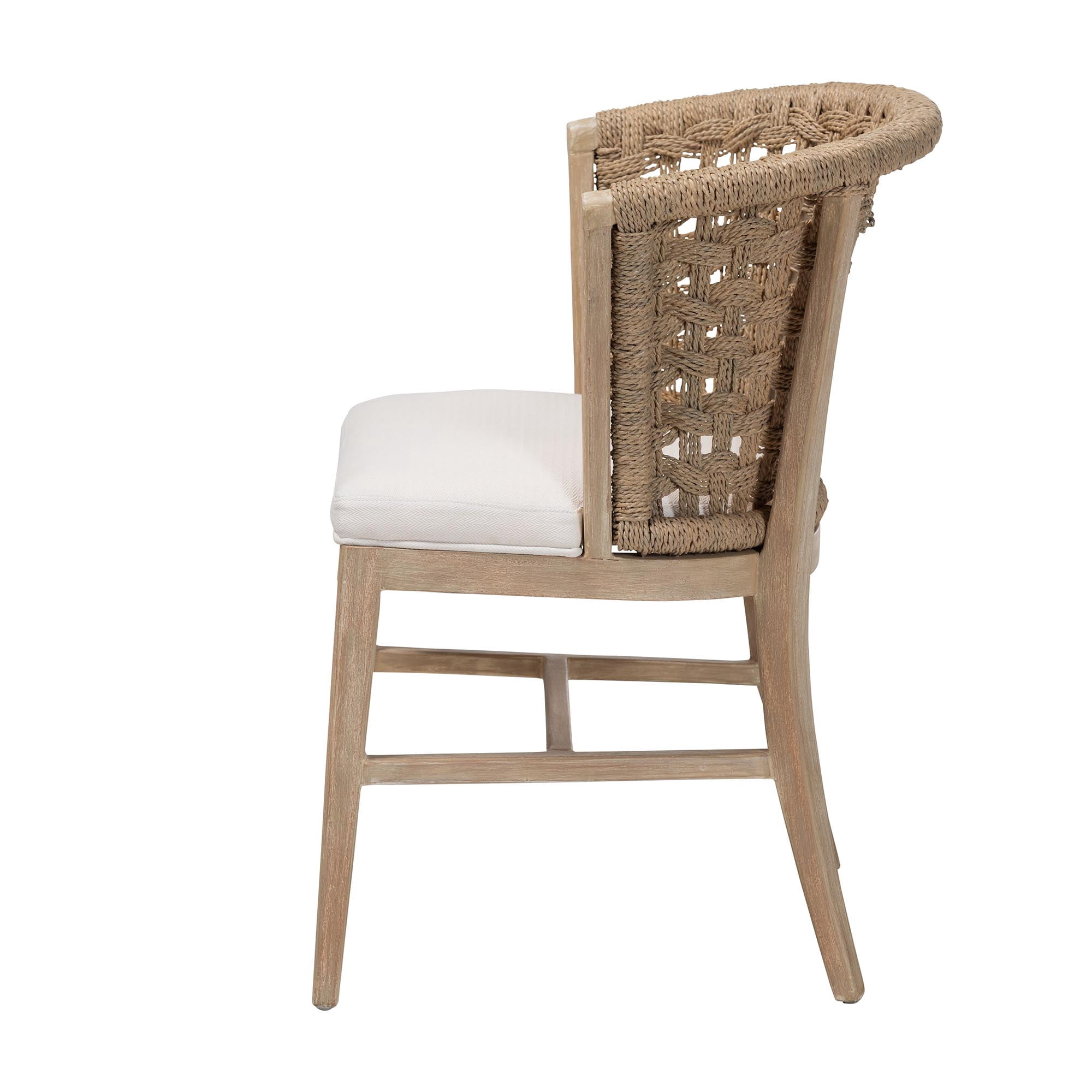 bali & pari Vellon Boho Dining Chair, 19.7" H Seat Height, White Wash
