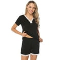 thumbnail image 5 of Purcoar Women's Pajamas Short Sleeve Pjs Sleepwear Lounge Sets Summer Casual Two Piece Outfits with Pockets Burgundy, 5 of 7
