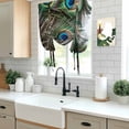 thumbnail image 5 of Peacock Feather Balloon Curtains for Living Room/French Door, Teal Blue Bird Feather Modern Art Printed Tie Up Curtains 63 Inch Length Energy Saving Kitchen Curtains Shades for Windows 42"x63", 5 of 8