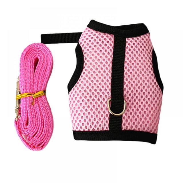 Small Pet Rabbit Harness And Leash Set Two-legged Chest Strap Outdoor Traction Rope Leash Clothes for Chinchilla Dutch Guinea Pig Breathable Mesh