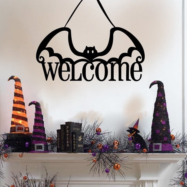 Halloween Hanging Signs Witch Ghost Bat Skull Spider Halloween Horror Party House Wall Door Hanging Ornaments Party Decoration3Australia He Qiyong unisex