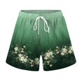 thumbnail image 4 of vigerkar Shorts for Women Vintage Graphic Shorts for Ladies Drawstring Elastic Waist Shorts Gym Workout Shorts Summer Casual Green, M, 4 of 4