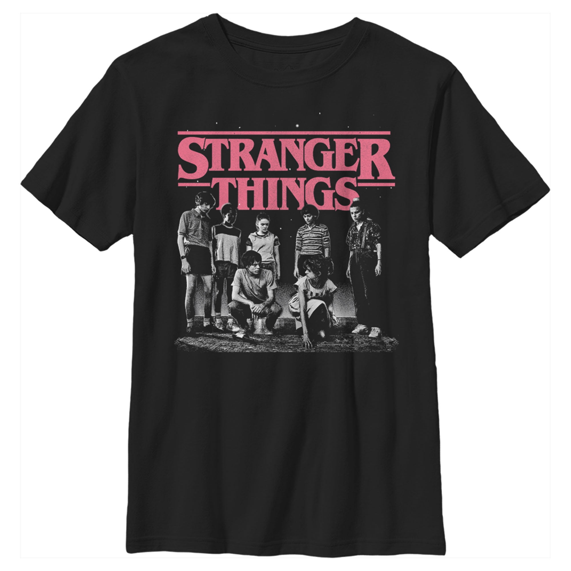 Boy's Stranger Things Title Logo Faded  Graphic Tee Black X Large