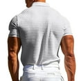 thumbnail image 4 of CHEEREAM Men's Muscle V Neck Polo Shirts Slim Fit Short Sleeve Cotton Golf T-Shirts Waffle Knit Soft Tees White L, 4 of 9