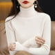 thumbnail image 3 of Suéter de cuello alto para mujer de otoño e invierno, ajustado, elegante, corto, de color sólido, de manga larga, de punto, camisa base, 3 of 5