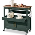 thumbnail image 1 of Best Choice Products Chariot Îlot de Cuisine Roulant de 36 Po, Armoire à 2 Portes, Prise, Crochets et Roues - Vert Forêt, 1 of 8