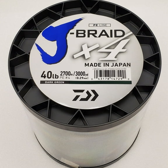 Daiwa J-Braid x4 Braided Line DARK GREEN 40lb, 3000yd - JB4U40-3000DG