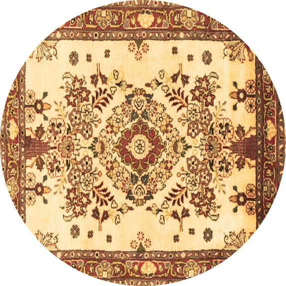 Ahgly Company Indoor Round Medallion Brown Traditional Area Rugs, 6' Round