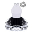 thumbnail image 2 of Haitryli Girls Ballet Jazz Latin Dress Shiny Sequins Gymnastic Leotard Ballet Dance Performance Costume with Hair Tie Silver 10, 2 of 7