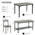thumbnail image 2 of Gymax 4pcs Dining Table Set Rustic Desk 2 Chairs & Bench w/ Storage Rack Grey, 2 of 9