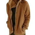 thumbnail image 3 of TWZH Women Solid Color Buttons Pockets Long Sleeves Fleece Jacket Top, 3 of 4