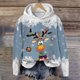thumbnail image 2 of WILLBEST Sudadera de Mujer con Capucha, Estilo Casual, con Estampado Navideño de Ciervos con Cabeza Grande y Copos de Nieve Cuello Redondo, Manga Larga y Diseño Ligero Mediana, 2 of 4