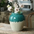 thumbnail image 3 of LuxenHome Green and White Stoneware 11.4-Inch Tall Indoor and Outdoor Jar Vase, 3 of 8
