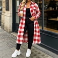thumbnail image 6 of Otntypg Womens Long Plaid Shacket Jacket Shirt Lightweight Thin Casual Fall Long Sleeve Lapel Button Down Flannel Trench Coats with Pockets, 6 of 9