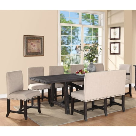 dining table yosemite modus rectangular upholstered settee chairs piece hayneedle