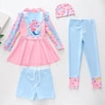 thumbnail image 2 of 4-5 T Girls Swimsuits Girls Long Sleeve Two Piece Rash Guard Swimsuit UPF Sun Swimwear For Toddler Kids Youth, 2 of 4