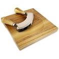 thumbnail image 4 of Mezzaluna Cutting Board Bowl, Ulu Chopping Bowl, Concave Cutting Board, Wooden Bowl for Mincing Vegetables, Acacia Wood Cutting Block with Hollow Center 8" x 8" (Without Knives) - CXD00, 4 of 6