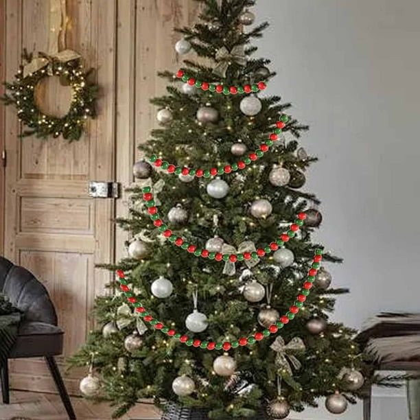 Kedshhgu Christmas Wooden Beads Garland, Red Green Vintage