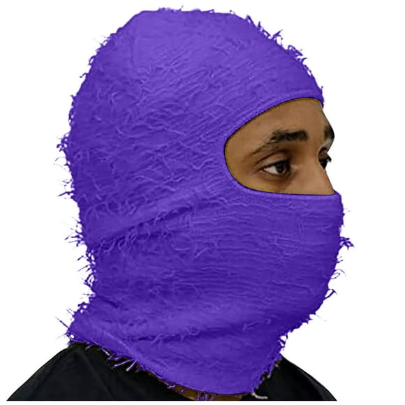 Distressed Balaclava Ski Mask, Men's Shiesty Yeat Airsoft Custom Knitted Warm Face Mask for Fun Party Skiing and Hunting
