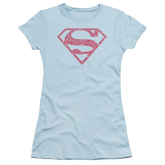 Superman Word Shield Junior Women's T-Shirt Sheer Light Blue