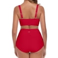 thumbnail image 3 of RELLECIGA Women's Tummy Control Swimsuit Bikini Set V Neck Two Piece Bathing Suits Swimwear, 3 of 9