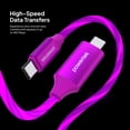 thumbnail image 5 of Powertek Light-Up USB-C to USB-C Fast Charging Cable, 60W, 5 ft, Purple, 5 of 7