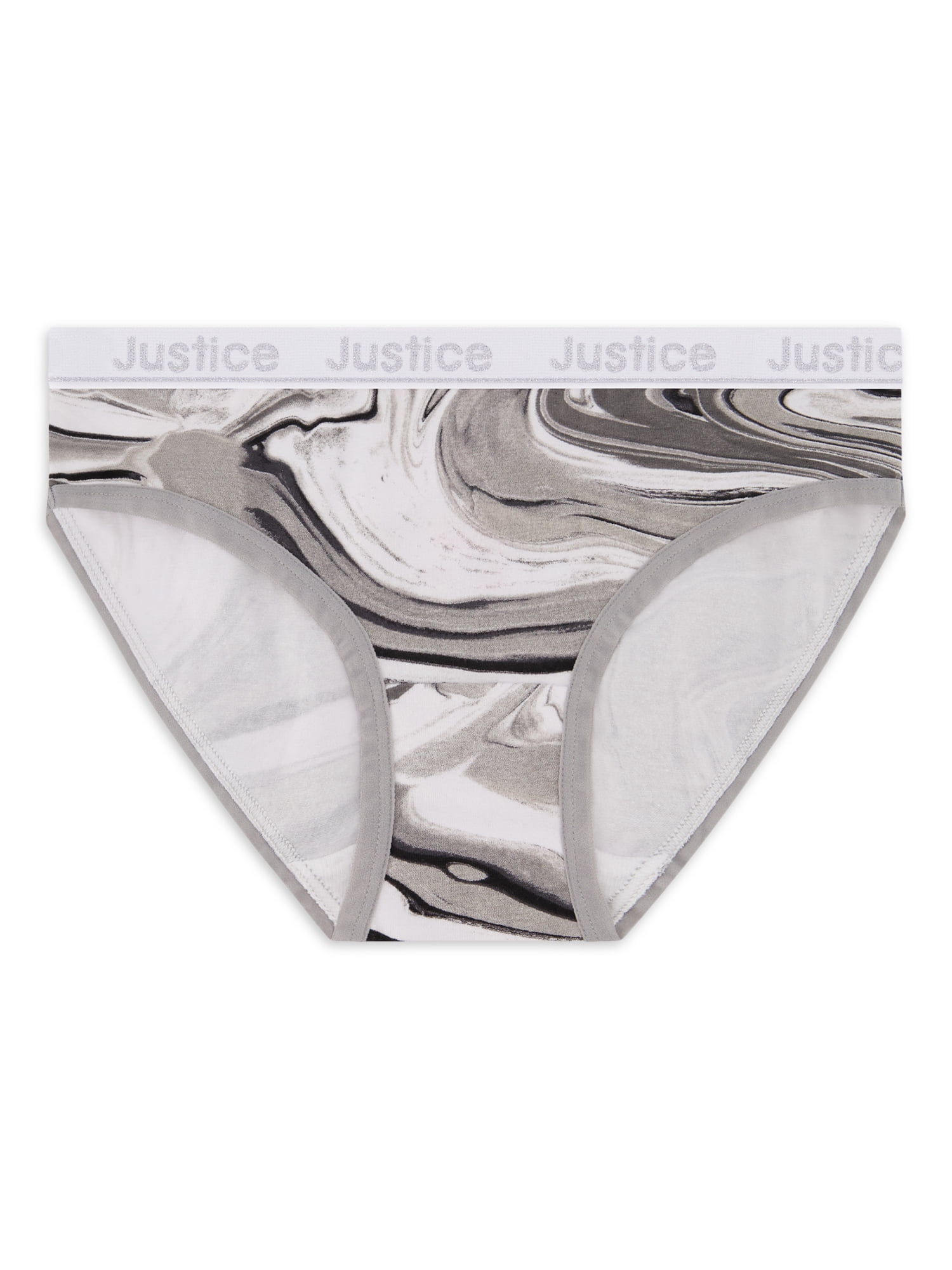 Justice Girls Oh So Soft Cotton Stretch Logo Elastic 5 Pack Hipster