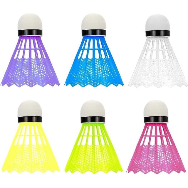 6 Badminton Shuttlecock Set - Colorful Shuttlecocks, Fun Garden Game, Lightweight Nylon and Plastic Shuttlecocks for Indoor and Outdoor Badminton